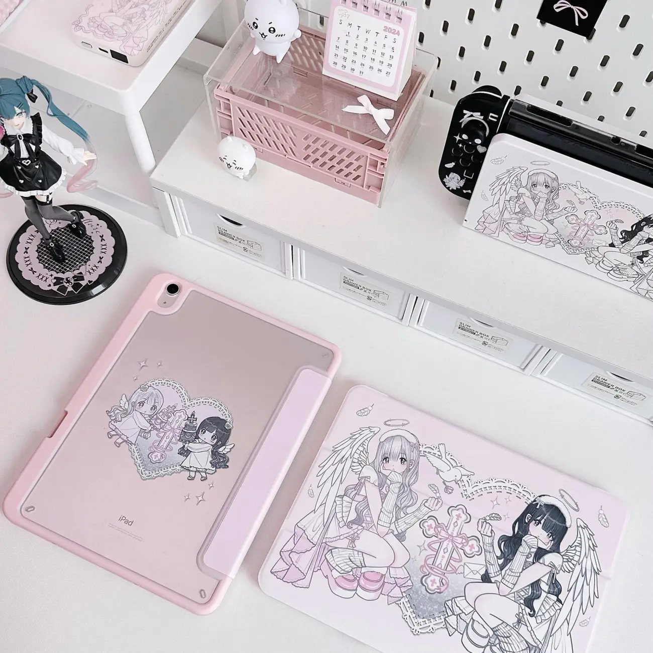 Cool Tablet Accessories - Anime Angel Wings Girl Pink Y2K