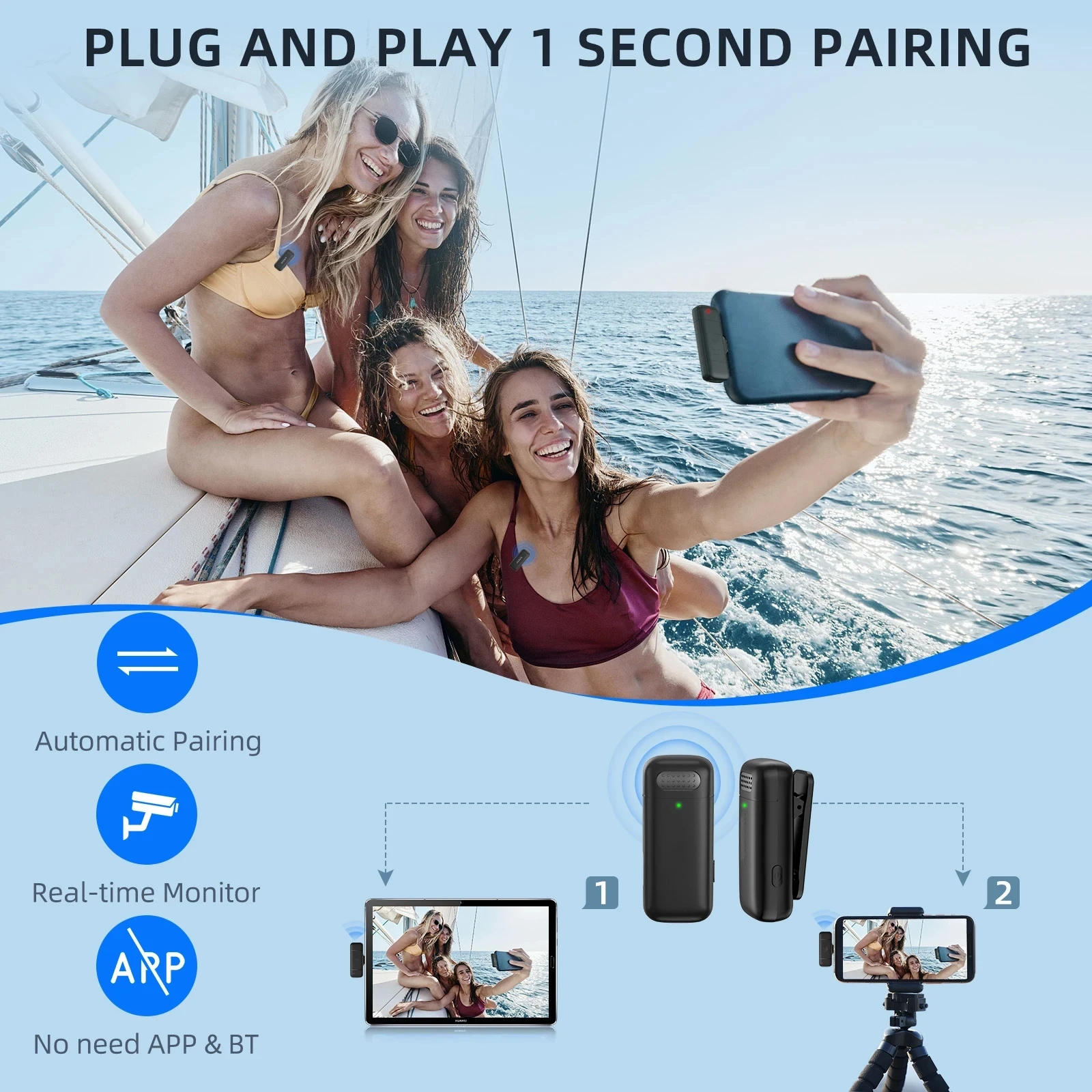 2in1 K30 Wireless Lavalier Mic - Android Tablet Gaming Accessories ulasan dan harga